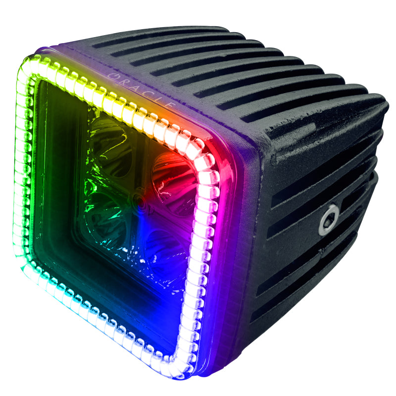 Oracle Off-Road 3in W Square Spotlight with Halo - ColorSHIFT SEE WARRANTY