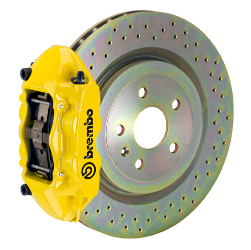 Brembo SS Rear GT BBK 4 Piston Cast 365x28 1pc Rotor Drilled- Yellow