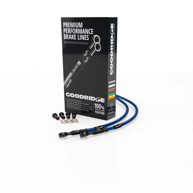 Goodridge 96-03 Yamaha YZF600R Thundercat Electric Blue Front SS Brake Lines w/Black Fittings