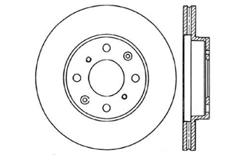 StopTech 96-00 Honda Civic DX/HX Coupe/90-00 Civic DX/LX Sedan Slotted & Drilled Right Front Rotor