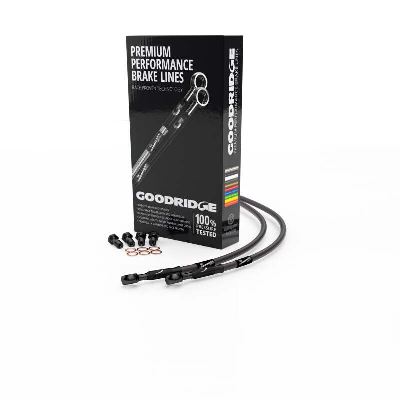 Goodridge 95-96 BMW R850R/R1100R 95-96 Carbon Front SS Brake Lines w/Black Fittings