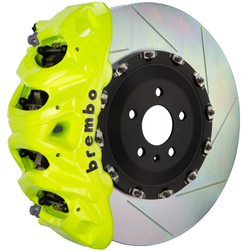 Brembo 17-20 F150 Raptor Front GT BBK 8 Piston Cast 412x38 2pc Rotor Slotted Type-1- Fluo. Yellow