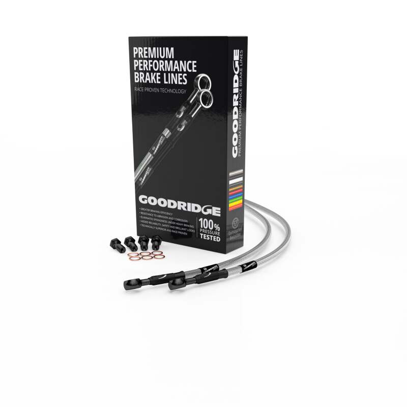 Goodridge 96-03 Harley-Davidson XL1200 Sportster Dual Black Front Brake Line w/Clear Fitting