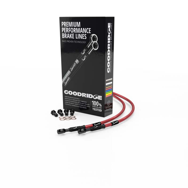 Goodridge 96-00 Suzuki GSF1200 Bandit Red Rear SS Brake Lines w/Black Fittings