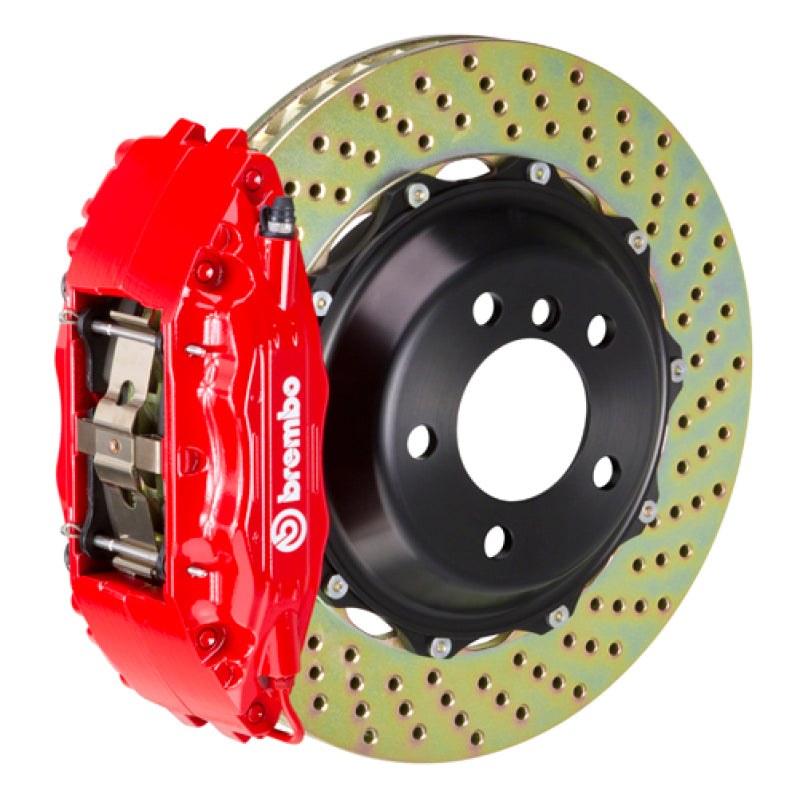 Brembo 00-02 S4/02-05 A4/06-08 A4 Front GT BBK 6 Piston Cast 355x32 2pc Rotor Drilled-Red
