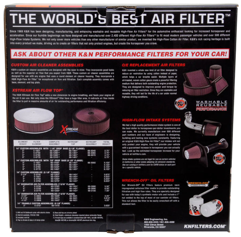 K&N Universal Custom Air Filter - Round 7-5/16in. Flange / 14in. OD / 12in. ID / 5.5in. Height