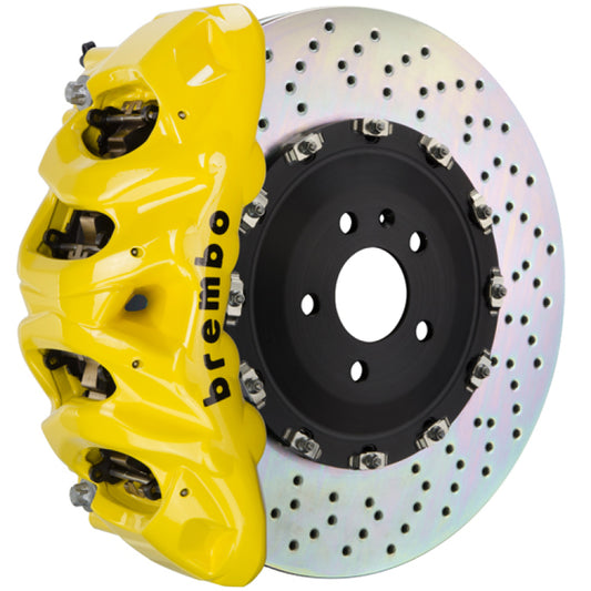 Brembo 21+ F150 Raptor Front GT BBK 8 Piston Cast 412x38 2pc Rotor Drilled- Yellow