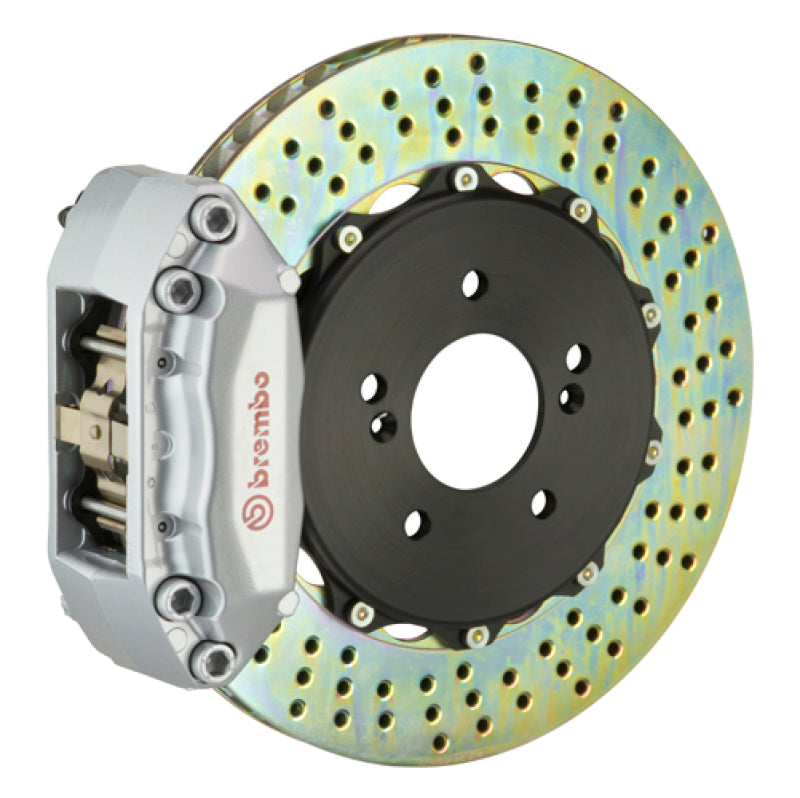 Brembo 99-07 Evo VI/VII/VIII/IXRear GT BBK 4 Piston Cast 2pc 328x28 2pc Rotor Drilled-Silver