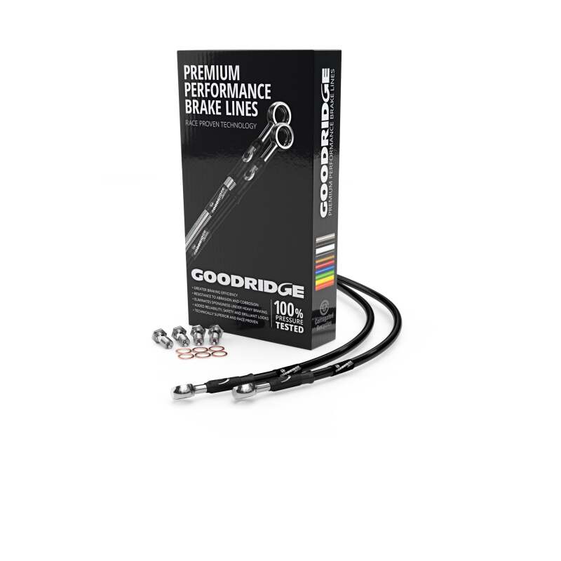 Goodridge 02-03 Harley-Davidson XL883R Sportster (w/o ABS) Clear Rear Brake Line w/Black Fittings