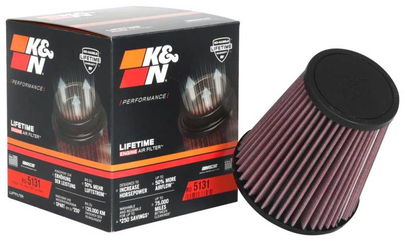 K&N Universal Clamp-On Air Filter 2-3/4in FLG / 5-1/16in B / 3-1/2in T / 5-1/2in H