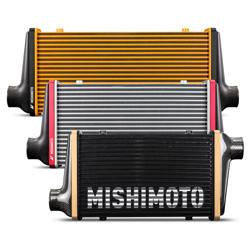 Mishimoto Universal Carbon Fiber Intercooler - Gloss Tanks - 450mm Gold Core - C-Flow - C V-Band