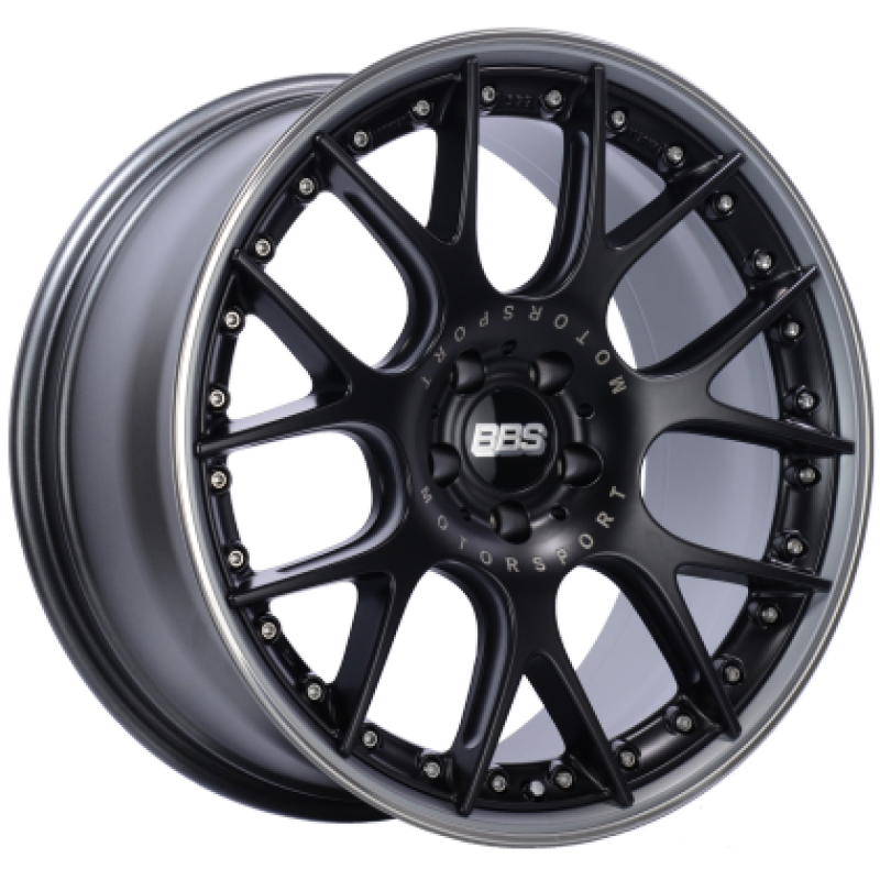 BBS CH-RII 22x9.5 5x112 ET22 / 66.5 CB Satin Black Center Platinum Lip SS Rim Protector Wheel